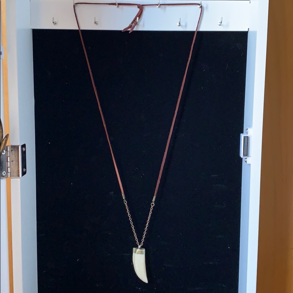 Suede faux tooth necklace